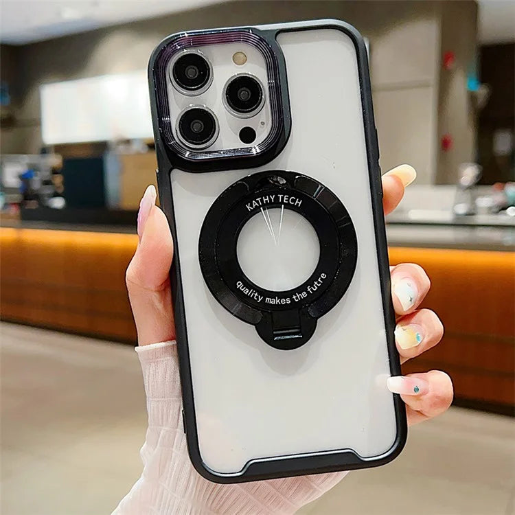 For iPhone 15 Pro Magnetic Case Kickstand Soft TPU Phone Cover