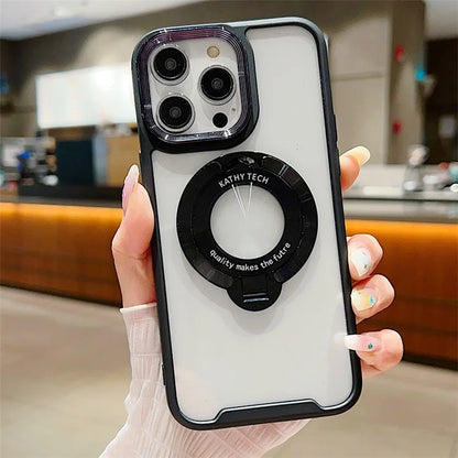 For iPhone 15 Pro Magnetic Case Kickstand Soft TPU Phone Cover