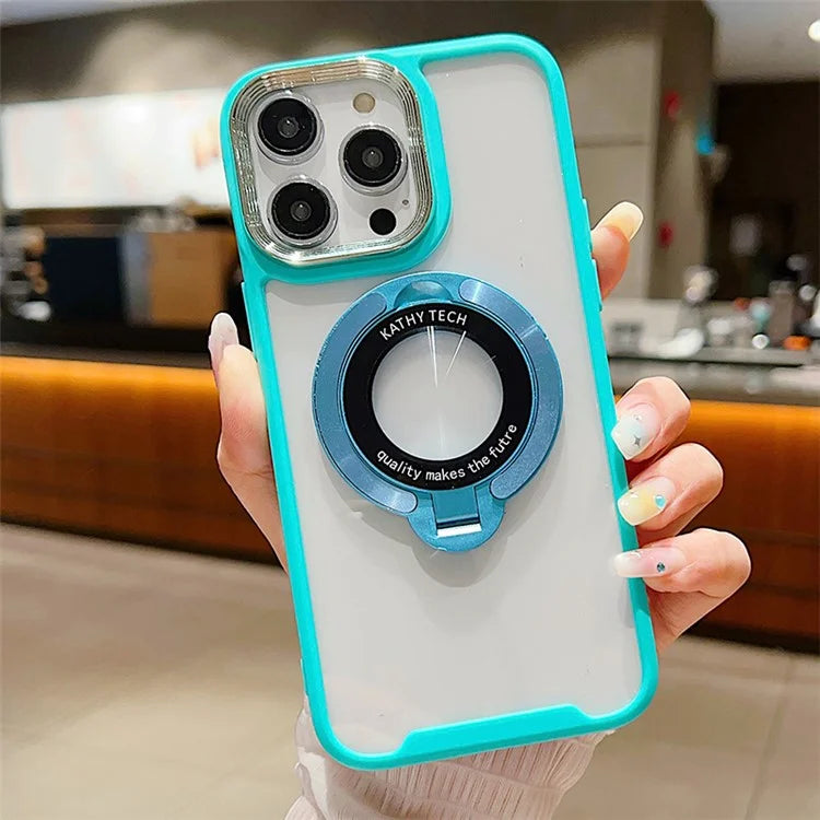 For iPhone 15 Pro Magnetic Case Kickstand Soft TPU Phone Cover