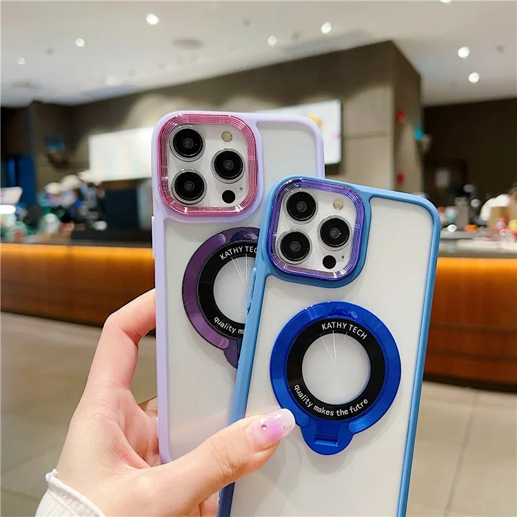 For iPhone 15 Pro Magnetic Case Kickstand Soft TPU Phone Cover