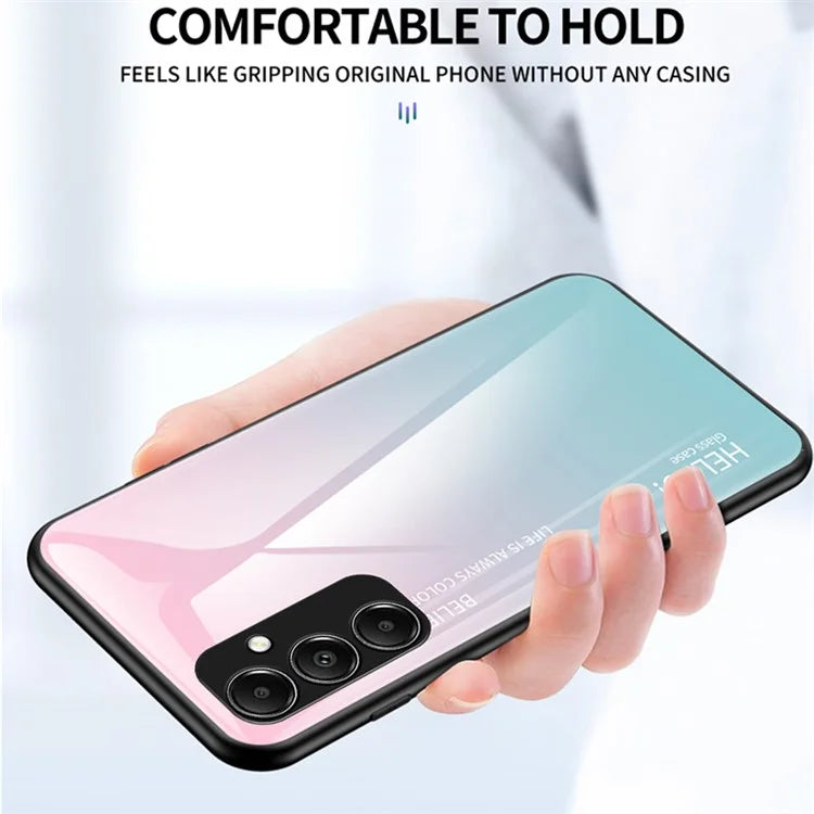 For Samsung Galaxy A05s 4G Case Tempered Glass+PC+TPU Gradient Anti-fall Phone Cover