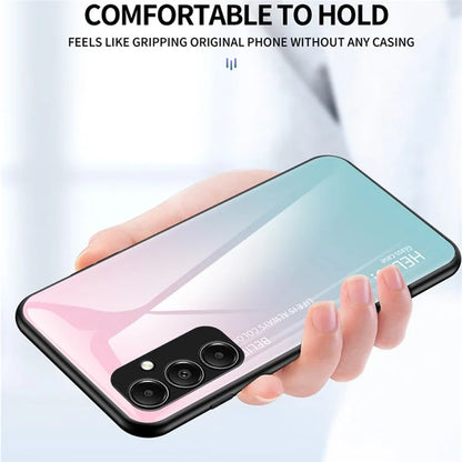For Samsung Galaxy A05s 4G Case Tempered Glass+PC+TPU Gradient Anti-fall Phone Cover