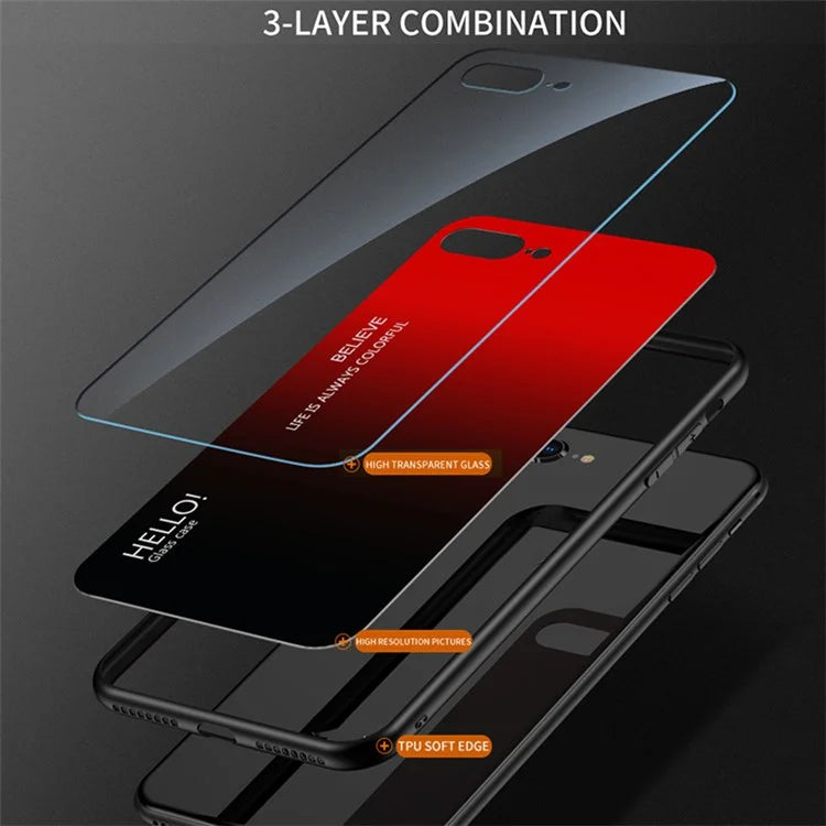 For Samsung Galaxy A05s 4G Case Tempered Glass+PC+TPU Gradient Anti-fall Phone Cover