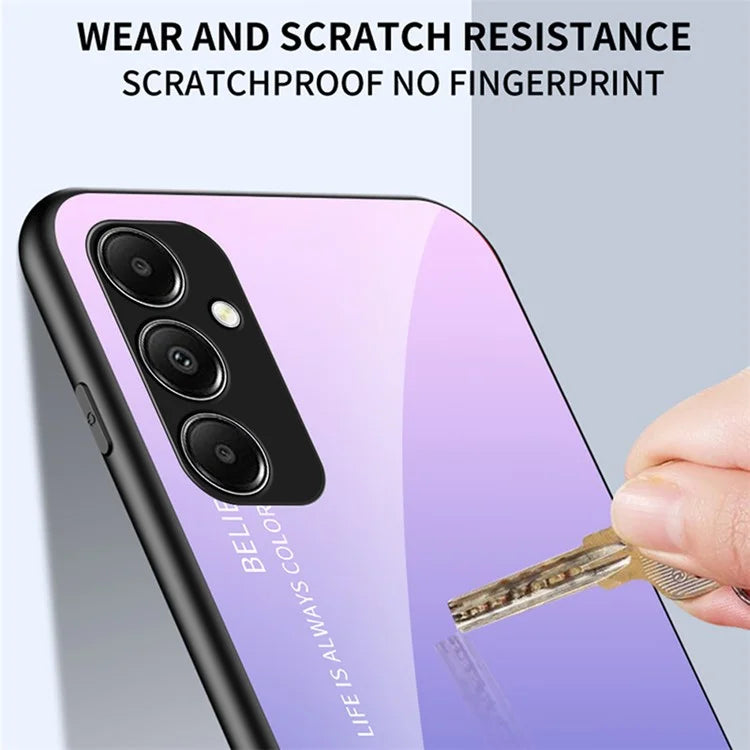 For Samsung Galaxy A05s 4G Case Tempered Glass+PC+TPU Gradient Anti-fall Phone Cover