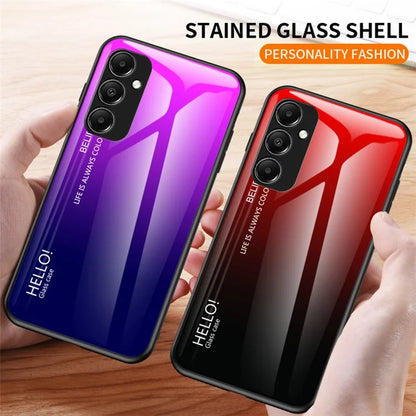 For Samsung Galaxy A05s 4G Case Tempered Glass+PC+TPU Gradient Anti-fall Phone Cover
