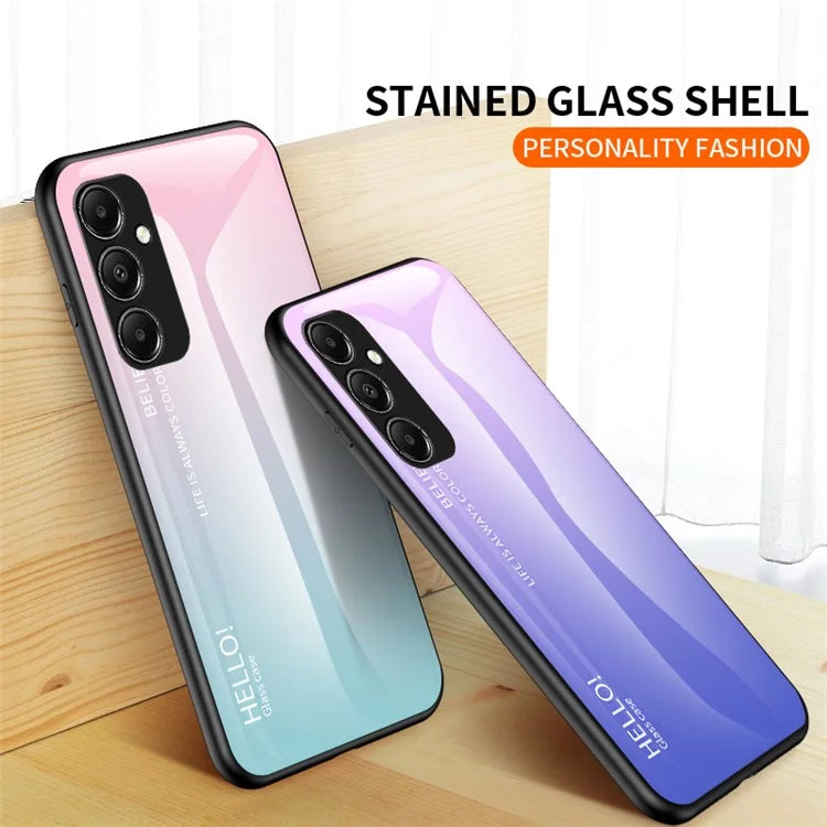 For Samsung Galaxy A05s 4G Case Tempered Glass+PC+TPU Gradient Anti-fall Phone Cover