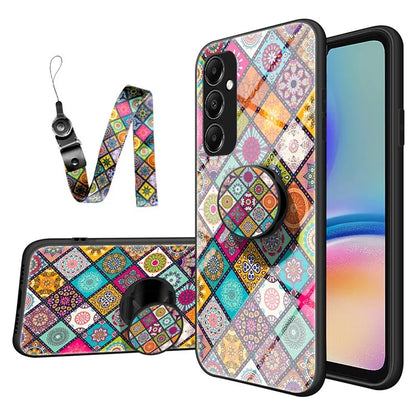 For Samsung Galaxy A05s 4G Case Flower Pattern Phone Kickstand Cover with Lanyard