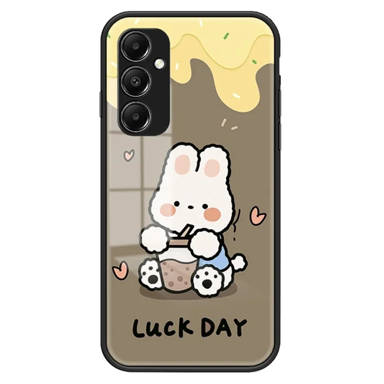 For Samsung Galaxy A05s 4G Case Pattern Printing Tempered Glass+PC+TPU Cover