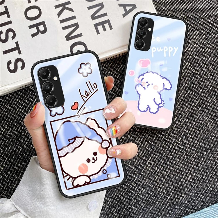 For Samsung Galaxy A05s 4G Case Pattern Printing Tempered Glass+PC+TPU Cover