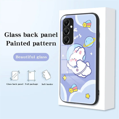 For Samsung Galaxy A05s 4G Case Pattern Printing Tempered Glass+PC+TPU Cover