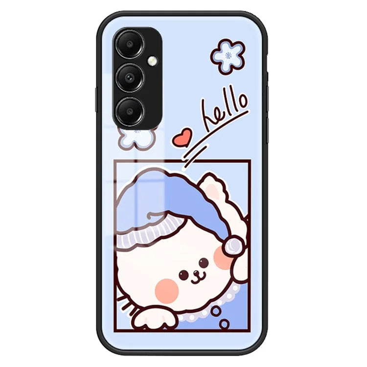 For Samsung Galaxy A05s 4G Case Pattern Printing Tempered Glass+PC+TPU Cover