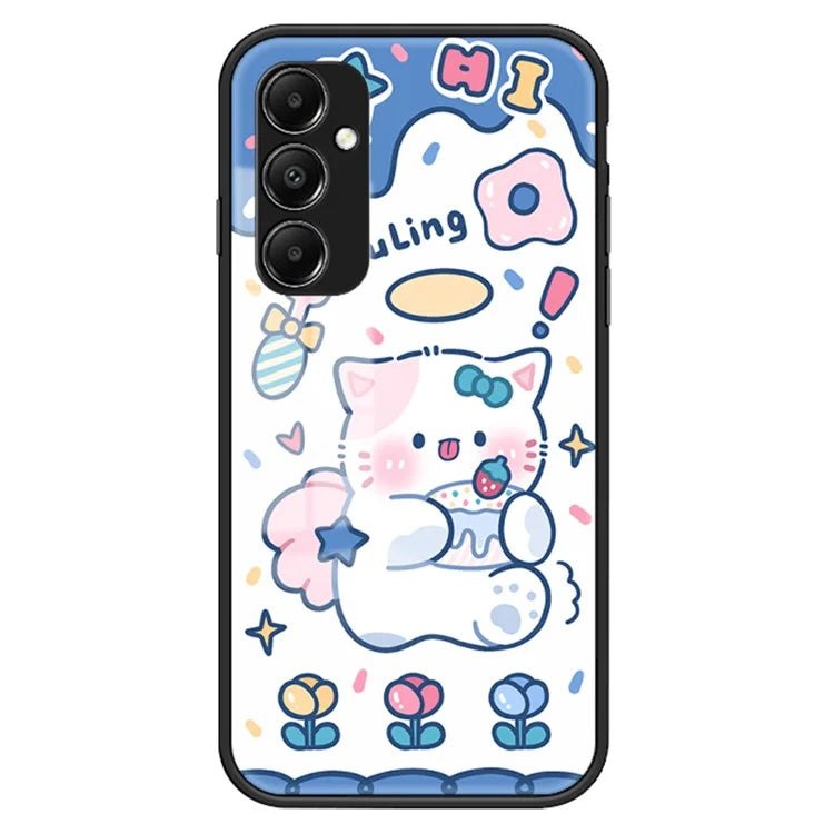 For Samsung Galaxy A05s 4G Case Pattern Printing Tempered Glass+PC+TPU Cover