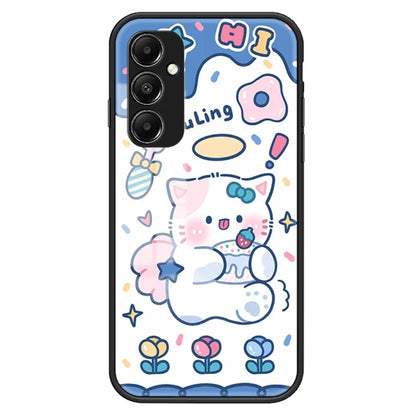 For Samsung Galaxy A05s 4G Case Pattern Printing Tempered Glass+PC+TPU Cover