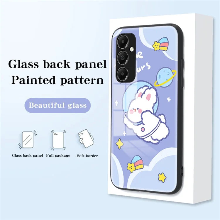 For Samsung Galaxy A05s 4G Case Pattern Printing Tempered Glass+PC+TPU Cover