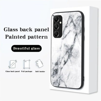 For Samsung Galaxy A05s 4G Cover Marble Pattern Phone Case Tempered Glass+PC+TPU Shell