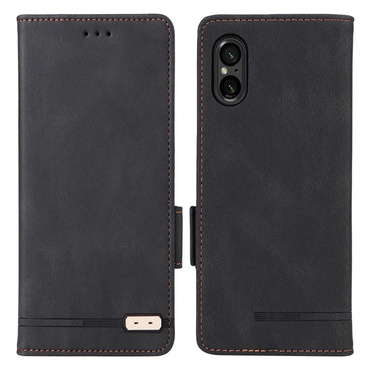 For Sony Xperia 5 V Case Hardware Decor PU Leather Stand Phone Cover