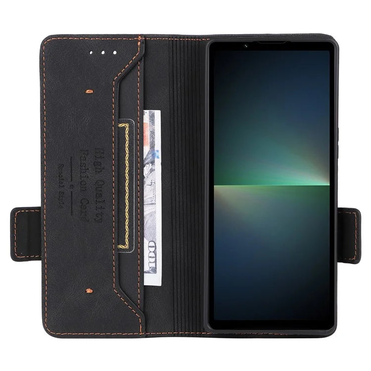 For Sony Xperia 5 V Case Hardware Decor PU Leather Stand Phone Cover