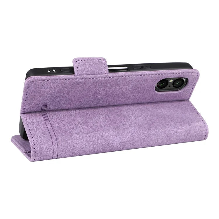 For Sony Xperia 5 V Case Hardware Decor PU Leather Stand Phone Cover