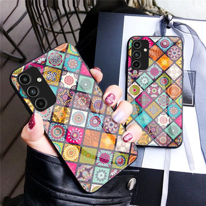 For Samsung Galaxy A15 4G Kickstand Case Tempered Glass+PC+TPU Cover with Lanyard