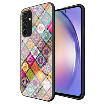 For Samsung Galaxy A15 4G Kickstand Case Tempered Glass+PC+TPU Cover with Lanyard