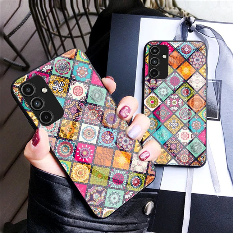 For Samsung Galaxy A15 4G Kickstand Case Tempered Glass+PC+TPU Cover with Lanyard
