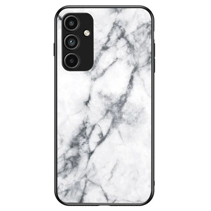 For Samsung Galaxy A15 4G Cover Fall Proof Marble Pattern Tempered Glass+PC+TPU Shell