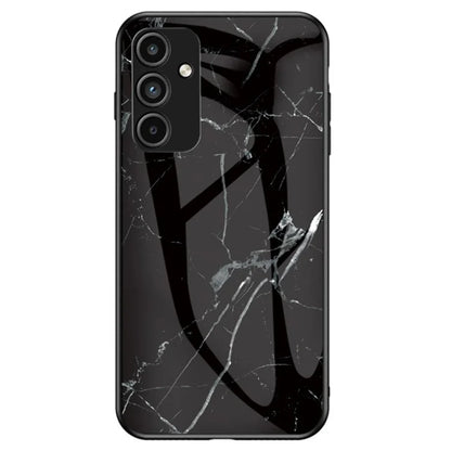 For Samsung Galaxy A15 4G Cover Fall Proof Marble Pattern Tempered Glass+PC+TPU Shell