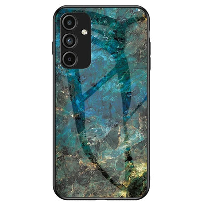 For Samsung Galaxy A15 4G Cover Fall Proof Marble Pattern Tempered Glass+PC+TPU Shell