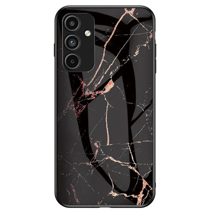 For Samsung Galaxy A15 4G Cover Fall Proof Marble Pattern Tempered Glass+PC+TPU Shell