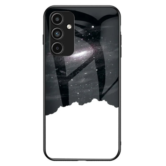 For Samsung Galaxy A15 4G Cover Starry Sky Pattern Tempered Glass+PC+TPU Phone Case