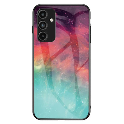For Samsung Galaxy A15 4G Cover Starry Sky Pattern Tempered Glass+PC+TPU Phone Case