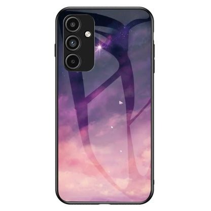 For Samsung Galaxy A15 4G Cover Starry Sky Pattern Tempered Glass+PC+TPU Phone Case