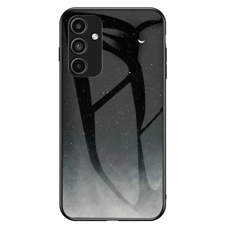 For Samsung Galaxy A15 4G Cover Starry Sky Pattern Tempered Glass+PC+TPU Phone Case