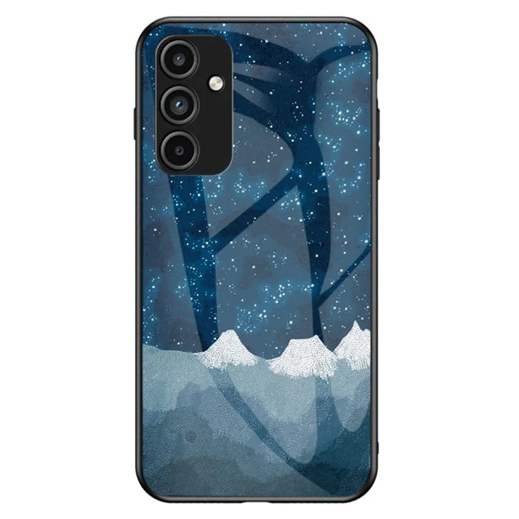 For Samsung Galaxy A15 4G Cover Starry Sky Pattern Tempered Glass+PC+TPU Phone Case