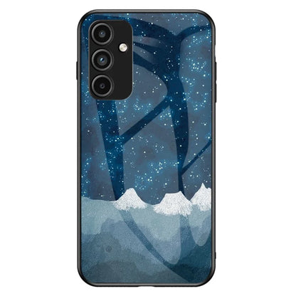 For Samsung Galaxy A15 4G Cover Starry Sky Pattern Tempered Glass+PC+TPU Phone Case