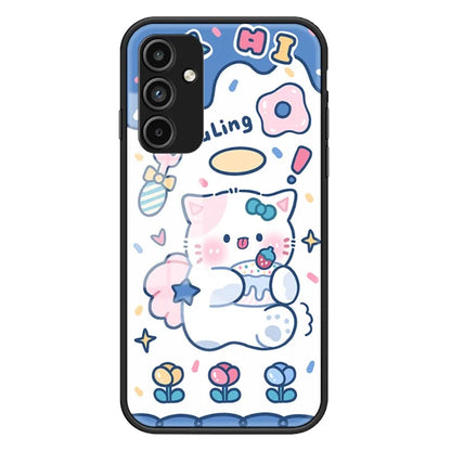 For Samsung Galaxy A15 4G Case Pattern Printing Tempered Glass Back Cover