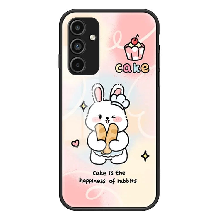 For Samsung Galaxy A15 4G Case Pattern Printing Tempered Glass Back Cover
