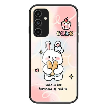 For Samsung Galaxy A15 4G Case Pattern Printing Tempered Glass Back Cover