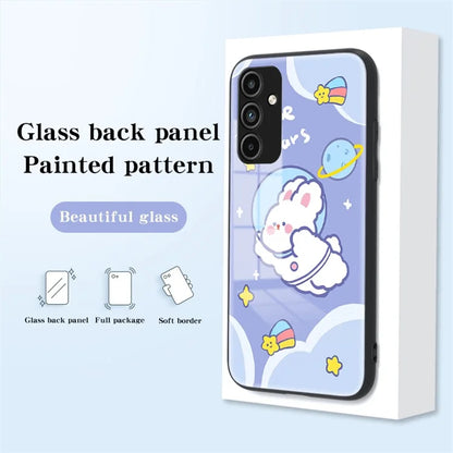 For Samsung Galaxy A15 4G Case Pattern Printing Tempered Glass Back Cover