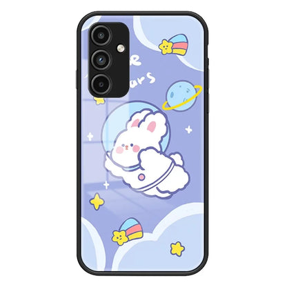 For Samsung Galaxy A15 4G Case Pattern Printing Tempered Glass Back Cover