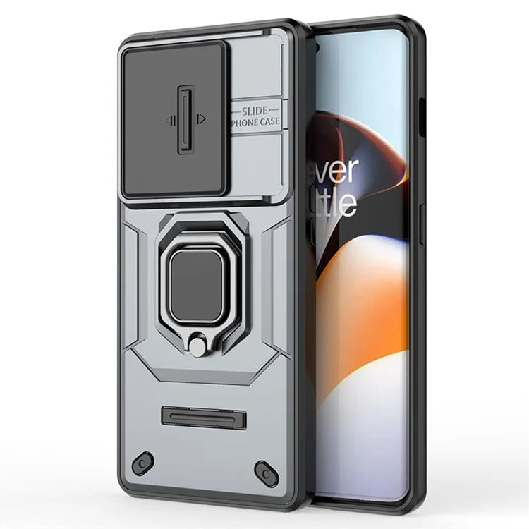 For OnePlus 11R 5G / Ace 2 5G Case Slide Lens Lid PC+TPU Kickstand Cover