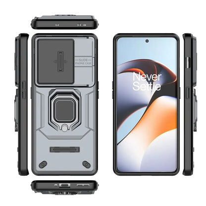 For OnePlus 11R 5G / Ace 2 5G Case Slide Lens Lid PC+TPU Kickstand Cover