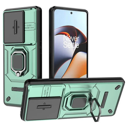 For OnePlus 11R 5G / Ace 2 5G Case Slide Lens Lid PC+TPU Kickstand Cover