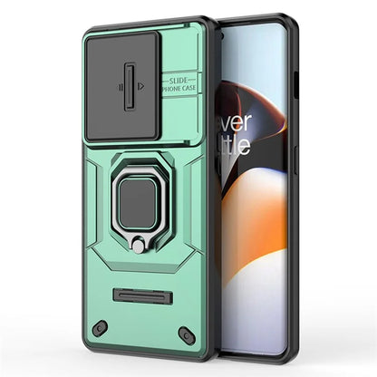 For OnePlus 11R 5G / Ace 2 5G Case Slide Lens Lid PC+TPU Kickstand Cover