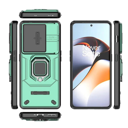 For OnePlus 11R 5G / Ace 2 5G Case Slide Lens Lid PC+TPU Kickstand Cover
