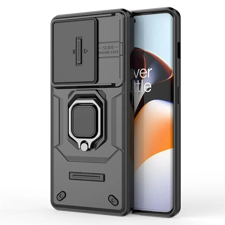 For OnePlus 11R 5G / Ace 2 5G Case Slide Lens Lid PC+TPU Kickstand Cover