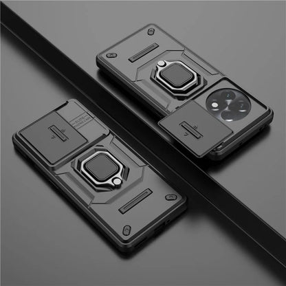 For OnePlus 11R 5G / Ace 2 5G Case Slide Lens Lid PC+TPU Kickstand Cover