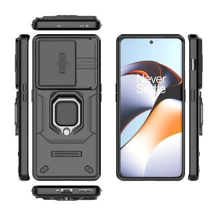 For OnePlus 11R 5G / Ace 2 5G Case Slide Lens Lid PC+TPU Kickstand Cover