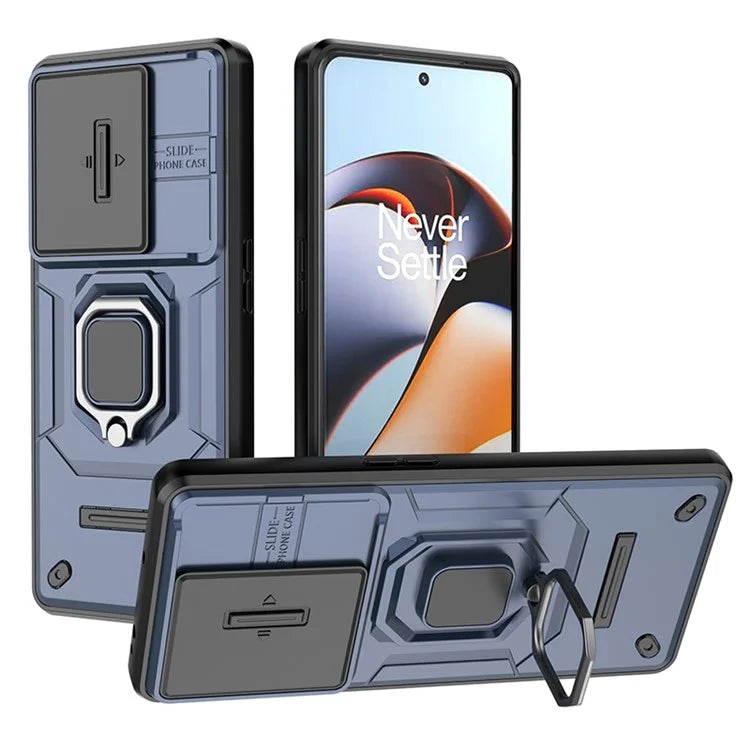 For OnePlus 11R 5G / Ace 2 5G Case Slide Lens Lid PC+TPU Kickstand Cover