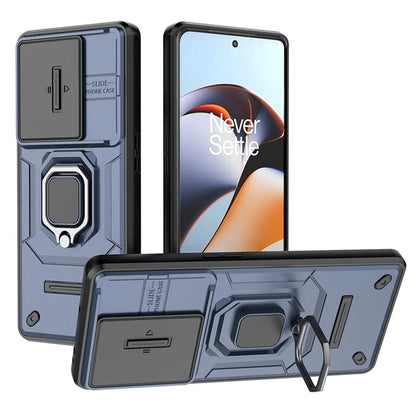 For OnePlus 11R 5G / Ace 2 5G Case Slide Lens Lid PC+TPU Kickstand Cover